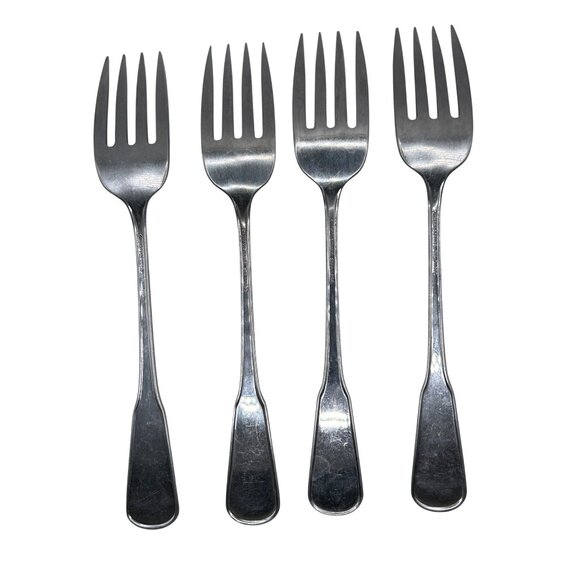 Oneida Silver Village Stainless 4 Salad Forks Vintage 1982-1989 Burnish Handle B - Picture 4 of 5